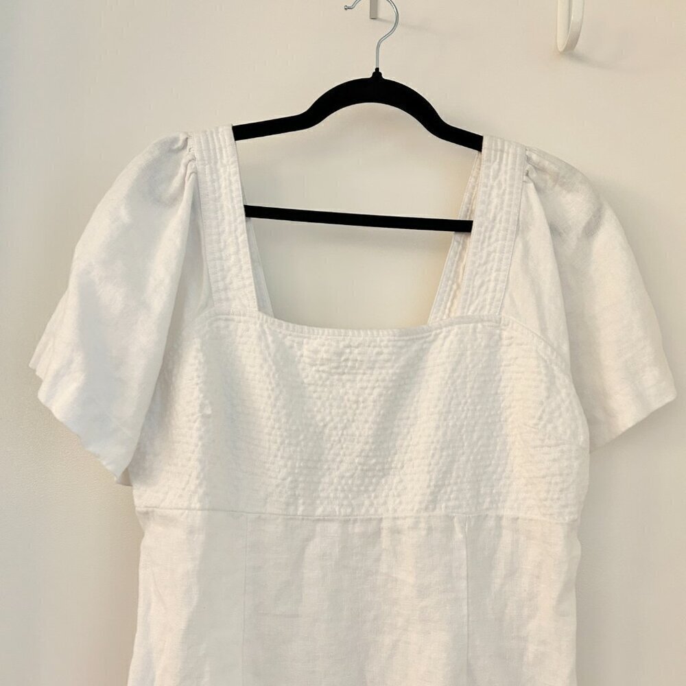 Madewell Square-Neck 100% Linen Mini Dress in White Size 12 - Picture 5 of 9